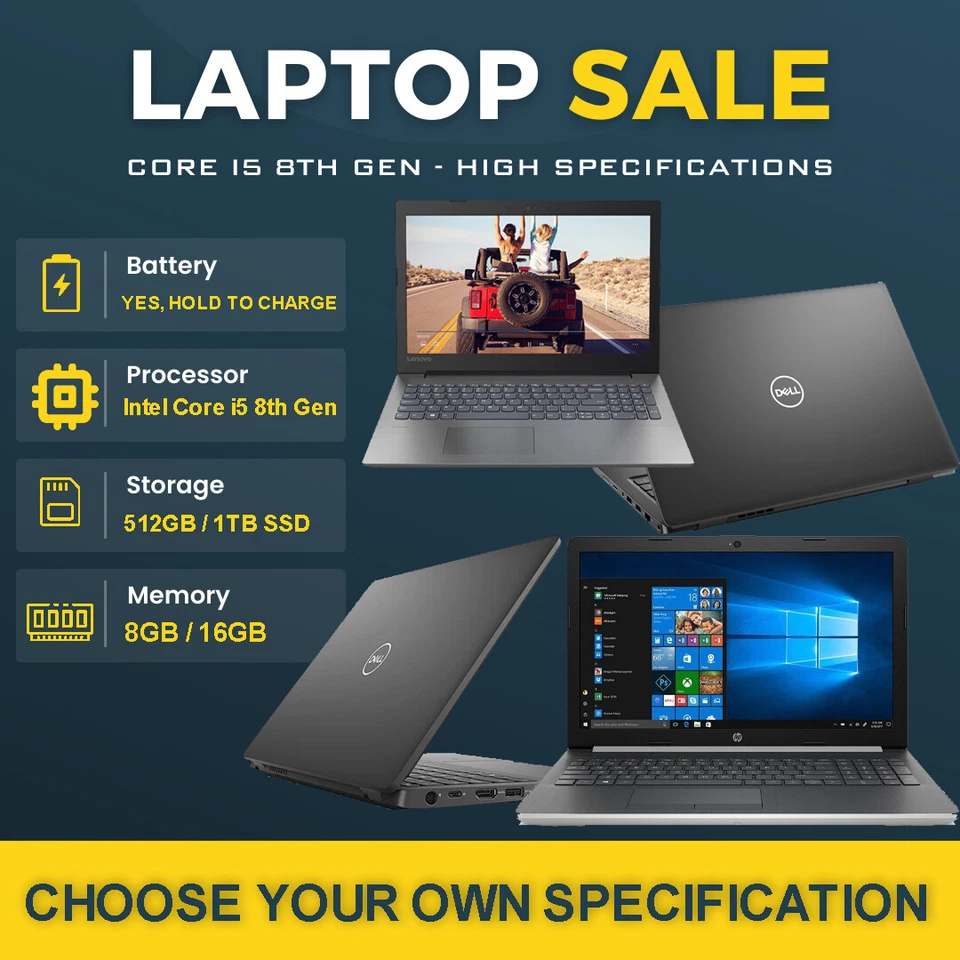 FAST LAPTOP CORE i5 8th Gen 16GB RAM 1TB SSD Win 11 Webcam WARRANTY WIFI - Image 1 of 1