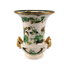 Mason's Ironstone Chartreuse Urn or Small Vase Green & Gold Mask Head Handles