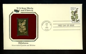 US FDC #1988 PCS / Gold Foil 1982 Birds & Flowers Washington DC Oklahoma OK - Picture 1 of 3