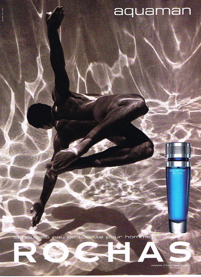 PUBLICITE ADVERTISING 075  2001  ROCHAS  eau de toilette homme AQUAMAN 2 - Photo 1/1