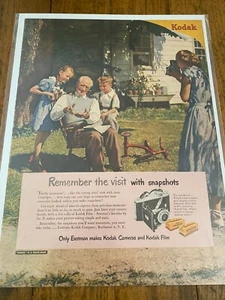 Vintage 1949 Kodak Remember The Visit Grandfather With Grand Children ad - Picture 1 of 1