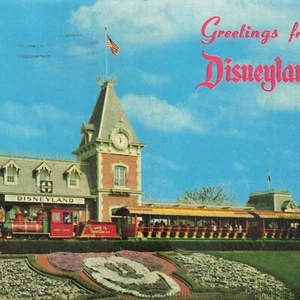 Postcard Disneyland The Magic Kingdom Gates 1970 Mickey Mouse Passenger Train - Picture 1 of 4