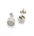 14K White Gold Plated CZ Micropave Cluster Stud Men's Earrings Father's Day