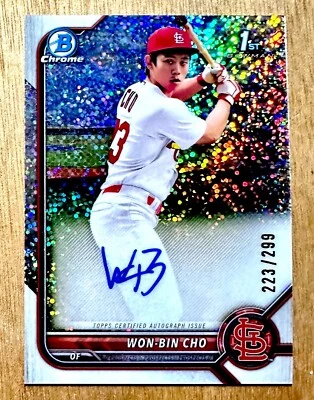 2022 Bowman Chrome WON-BIN CHO First Bowman Auto Speckle /299 - Image 1 of 2