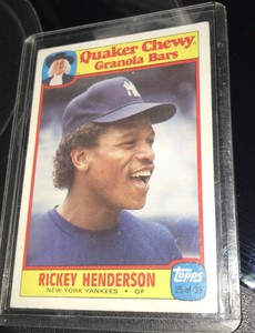 1986 Topps Quaker Chewy Granola Bars Rickey Henderson Yankees #25 HOF