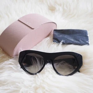 PRADA Voice Cat Eye Acetate Sunglasses in Black SPR 27Q 1AB-0A7 - Picture 1 of 12