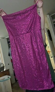Pinkish Purple Sparkle Dress With Straps Womens XL - Picture 1 of 3