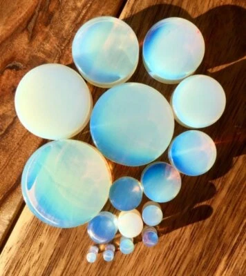 PAIR Opalite Opalescent Stone Moonstone Plugs Gauges - up to 38mm available!  - Image 1 of 4