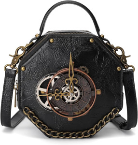 Steampunk Leather Messenger Bag Satchel for Women - Gothic Costume Accessory