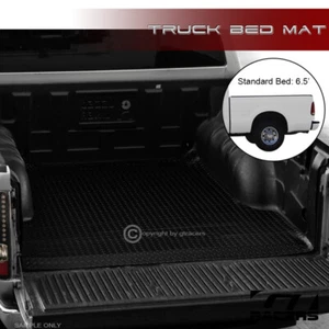 For 1999-2016 Ford F250/F350 6.5' Black Rubber Diamond Truck Bed Floor Mat Liner - Picture 1 of 6