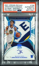 2021 Panini Crown Royale Jonathan Kuminga Rc Silhouettes Patch auto Platinum 1/1