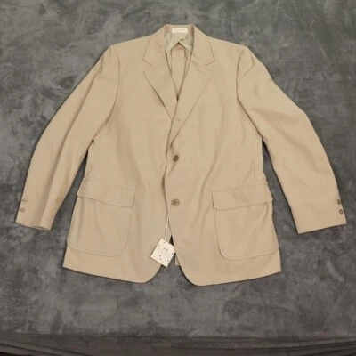 VTG Brooks Brothers Blazer Mens 45 Long Tan Sportcoat Yellow Union Tag 3 Button - Image 1 of 4