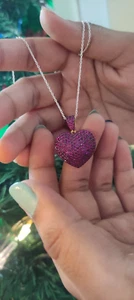 2Ct Round Cut Lab-Created Red Ruby Heart Cluster Pendant 14K Yellow Gold Plated - Picture 1 of 9