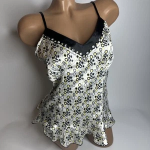 Elisa Landri Y2K Cami M Rhinestone Polka Dot Circles Peplum Clubwear NEW McBling - Picture 1 of 11