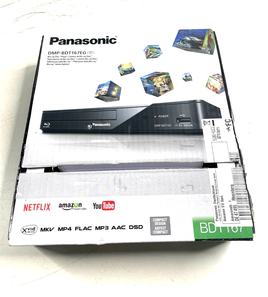 Panasonic DMP-BDT167EG  Blu-Ray Disc Player mit Fernbedienung orig. Verpackung - Bild 1 von 4