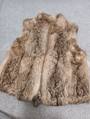 Women's / Girls Small Rabbit Fur Gillet  In Light Brown Pelts - Image 1 of 4