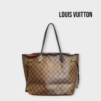 Louis Vuitton Tote Bag Marrone Neverfull MM Damier Ebene LV N51105 PVC Usato - Immagine 1 di 4