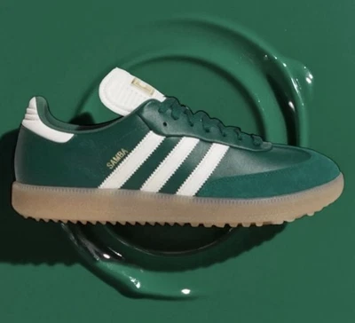 Zapatos de golf Adidas Samba sin clavos universitarios verdes blancos goma gamuza para hombre 13 W 14 Foto 1 de 4