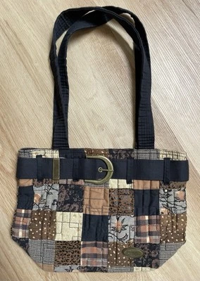 Donna Sharp Bolso de Hombro Patchwork Monedero Gris Tostado Negro Cuadros Floral Preppy Foto 1 de 4