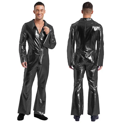 Disfraz Para Hombre Años 70 80 Mono Pierna Ancha Pantalones Ropa de Baile De Colección Halloween Raves Foto 1 de 3
