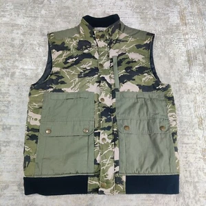 Ecko Unltd Herren Größe Large grün schwarz Camouflage Weste Camo Taschen gesteppt Y2K - Bild 1 von 9