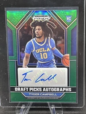 2023 Prizm Draft Picks #DPA-TCB Tyger Campbell Green Auto RC UCLA Bruins - Image 1 of 2