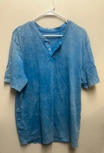 Mododoc mens space blue henley t shirt short sleeve XL 100 cotton - Picture 1 of 6