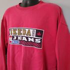 Vtg 90s Ikeda Jeans X3998 Spellout Sweatshirt Red XL Canadian