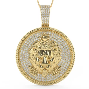 Echter Moissanit Diamant Tierkreis Astrologie Löwe 14K Gold Anhänger Charm Set - Bild 1 von 20