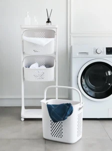 Rolling Vegetable Rack Fruit Storage Basket Kitchen Laundry Hamper Garbage Bin - Picture 1 of 14