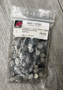 Ventilaciones de núcleo de cuerpo de acero 100 piezas, ranuradas 8 mm x 10 mm ranuras paralelas 0,6 mm, plateadas - Imagen 1 de 10