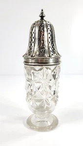 Antiker englischer Sterling Silber & Glas Muffineer Zuckerstreuer von W & F Rabone - Bild 1 von 7