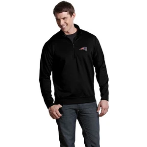 New England Patriots Antigua Embroidered Black 1/4 Zip Leader Pullover - Picture 1 of 2