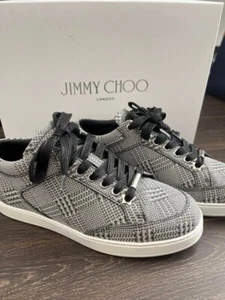 Scarpe sneakers Jimmy Choo taglio basso glitter stella argento taglia 35 US c... - Foto 1 di 24