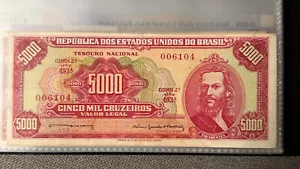 Brasil 5000 Cruzeiros ND 1964 est XF P-182b C108 Serie 493 s/n 006104 - Imagen 1 de 2