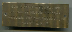 GDR: Cup sign: 50th birthday GenMajor Paduch 40 x 110 mm (156) - Picture 1 of 1