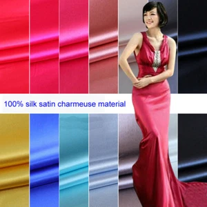 1meter X 1.14meter Soft Silk Charmeuse Fabric Evening Dress Mulberry Silk Satin - Picture 1 of 42