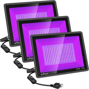3 Pack 200W LED Flood Black Lights,Outdoor Flood Blacklight Light with Plug, IP6 - Picture 1 of 12