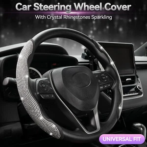 2X Universal Crystal Car Steering Wheel Booster Non-slip Cover Sparkling Diamond - Picture 1 of 7
