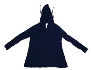 Green Tea Womens Navy Blue Long Sleeve Stretch Pullover Drawstring Hoodie L - Picture 1 of 7