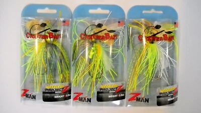 Lote de 3 plantillas ZMAN 1/2 oz WEEDLESS PROJECT Z Bladed en CHARTREUSE SEXY SHAD Foto 1 de 2