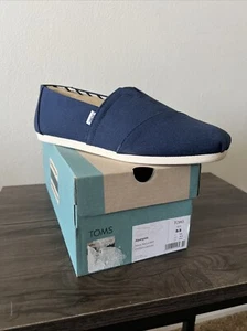 TOMS Men's Alpargata Loafer Flat Cotton Canvas NAVY Recycled US Men 9.5 - Picture 1 of 9