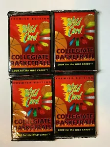 1991 Premier Edition Wild Card Collegiate Basketball Lot Of 4 New Sealed 15/Pack - Imagen 1 de 2