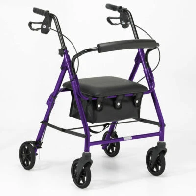 Days lightweight rollator mobility walker 4 wheeled walking aid - Medium -Purple
