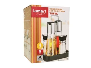 Lamart 4-Teiliges Menage-Set im Stänger (Salz, Pfeffer, Essig, Öl) - Bild 1 von 1