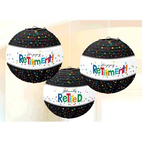 RETIREMENT PAPER LANTERNS (3) ~ Adult Birthday Party Supplies Hanging Decoration - Image 1 of 1