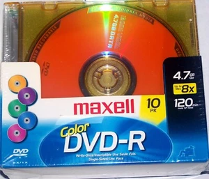 Maxell Color DVD-R 10 pk w/ Jewel Cases - Picture 1 of 3