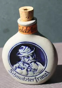 Schmalzlerfranzl Snuff Bottle Cork Stopper German Stoneware Bottle Label Vintage - Picture 1 of 1