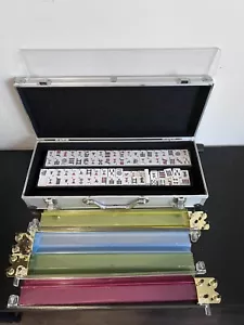 Mah Jonng Set 152 Tiles +2 Jokers & 4 Blanks Hardside Case 4 Acrylic Trays Dice - Picture 1 of 12