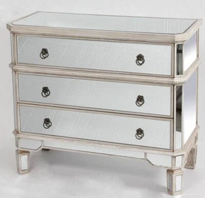 Wood Mirror Cabinet with 3 drawers in Antique White colour 91.5W - Picture 1 of 23
